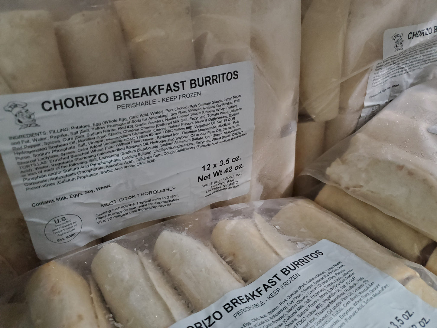 Burritos, 3.5 oz each - 12 per bag