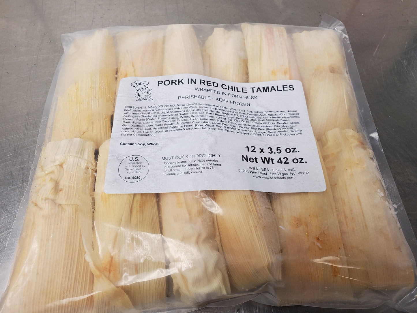 Tamales - 3.5 oz each, 12 per bag